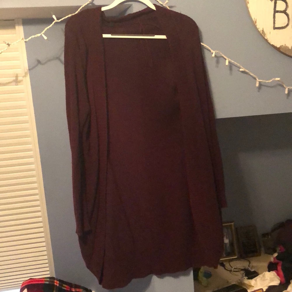 Maroon cardigan sweater